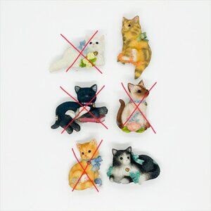 SOLD NEW Vtg 1998 Calico Kittens RARE Cat Magnets Tuxedo Tabby Flowers Bows Set